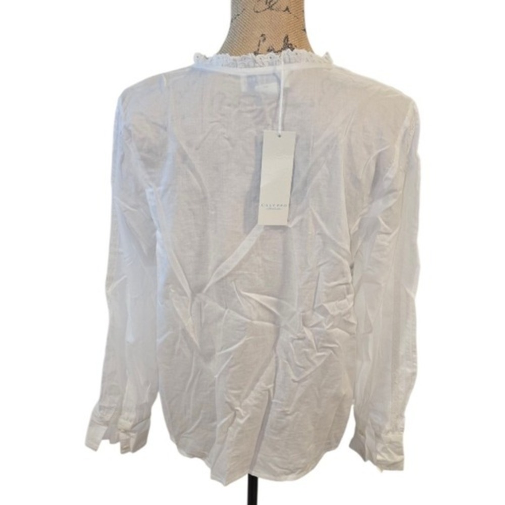Calypso St. Barth White Lace Detail Women's Long Sleeve Top Size Large NEW - Picture 2 of 7